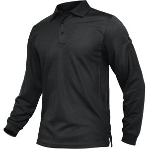imageTACVASEN Mens Polo Shirts Long Sleeve Quick Dry Shirt Performance Tactical Shirts Golf Shirt Casual Outdoor Work ShirtAblack