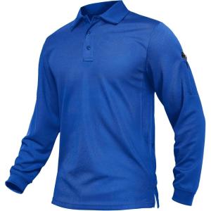 imageTACVASEN Mens Polo Shirts Long Sleeve Quick Dry Shirt Performance Tactical Shirts Golf Shirt Casual Outdoor Work ShirtAblue