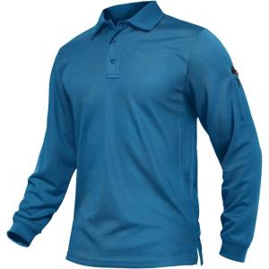 imageTACVASEN Mens Polo Shirts Long Sleeve Quick Dry Shirt Performance Tactical Shirts Golf Shirt Casual Outdoor Work ShirtAblue Green