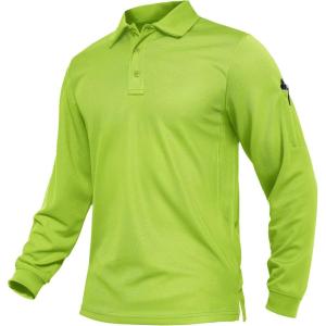 imageTACVASEN Mens Polo Shirts Long Sleeve Quick Dry Shirt Performance Tactical Shirts Golf Shirt Casual Outdoor Work ShirtAfgreen