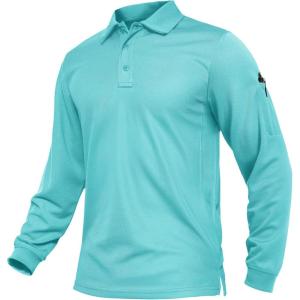 imageTACVASEN Mens Polo Shirts Long Sleeve Quick Dry Shirt Performance Tactical Shirts Golf Shirt Casual Outdoor Work ShirtAiceblue