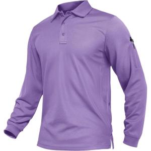 imageTACVASEN Mens Polo Shirts Long Sleeve Quick Dry Shirt Performance Tactical Shirts Golf Shirt Casual Outdoor Work ShirtAlight Purple