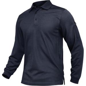 imageTACVASEN Mens Polo Shirts Long Sleeve Quick Dry Shirt Performance Tactical Shirts Golf Shirt Casual Outdoor Work ShirtAnavy