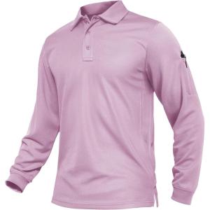 imageTACVASEN Mens Polo Shirts Long Sleeve Quick Dry Shirt Performance Tactical Shirts Golf Shirt Casual Outdoor Work ShirtApinkpurple