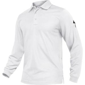 imageTACVASEN Mens Polo Shirts Long Sleeve Quick Dry Shirt Performance Tactical Shirts Golf Shirt Casual Outdoor Work ShirtAwhite