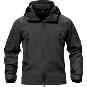 imageTACVASEN Mens Special Ops Military Tactical Rain Jackets Winter Warm Fleece Softshell Hooded Raincoat SnowboardBlack