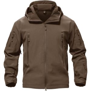imageTACVASEN Mens Special Ops Military Tactical Rain Jackets Winter Warm Fleece Softshell Hooded Raincoat SnowboardCoffee