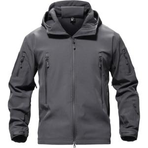 imageTACVASEN Mens Special Ops Military Tactical Rain Jackets Winter Warm Fleece Softshell Hooded Raincoat SnowboardGray