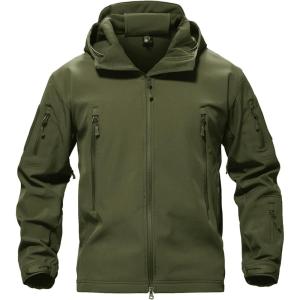 imageTACVASEN Mens Special Ops Military Tactical Rain Jackets Winter Warm Fleece Softshell Hooded Raincoat SnowboardGreen
