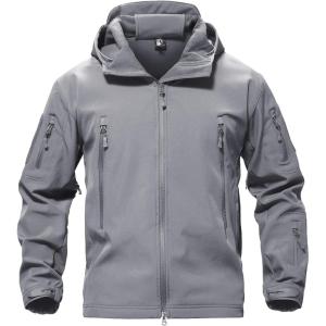 imageTACVASEN Mens Special Ops Military Tactical Rain Jackets Winter Warm Fleece Softshell Hooded Raincoat SnowboardLight Grey