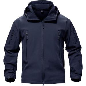 imageTACVASEN Mens Special Ops Military Tactical Rain Jackets Winter Warm Fleece Softshell Hooded Raincoat SnowboardNavy