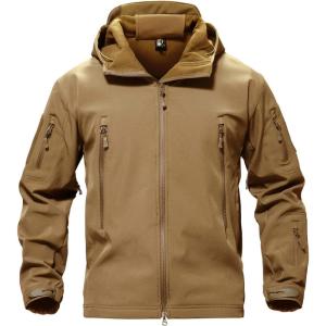 imageTACVASEN Mens Special Ops Military Tactical Rain Jackets Winter Warm Fleece Softshell Hooded Raincoat SnowboardSand