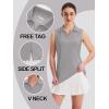 imageTACVASEN Womens Golf Shirt UPF 50 Sleeveless Golf Tank Tops VNeck Polo Shirts for Women Workout AthleticBright Gray