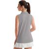 imageTACVASEN Womens Golf Shirt UPF 50 Sleeveless Golf Tank Tops VNeck Polo Shirts for Women Workout AthleticBright Gray