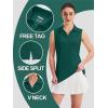 imageTACVASEN Womens Golf Shirt UPF 50 Sleeveless Golf Tank Tops VNeck Polo Shirts for Women Workout AthleticEmerald Green