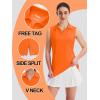 imageTACVASEN Womens Golf Shirt UPF 50 Sleeveless Golf Tank Tops VNeck Polo Shirts for Women Workout AthleticFlorange
