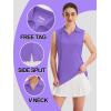 imageTACVASEN Womens Golf Shirt UPF 50 Sleeveless Golf Tank Tops VNeck Polo Shirts for Women Workout AthleticLight Purple