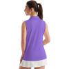 imageTACVASEN Womens Golf Shirt UPF 50 Sleeveless Golf Tank Tops VNeck Polo Shirts for Women Workout AthleticLight Purple