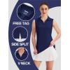 imageTACVASEN Womens Golf Shirt UPF 50 Sleeveless Golf Tank Tops VNeck Polo Shirts for Women Workout AthleticNavy