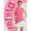 imageTACVASEN Womens Golf Shirt UPF 50 Sleeveless Golf Tank Tops VNeck Polo Shirts for Women Workout AthleticRose Red
