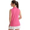 imageTACVASEN Womens Golf Shirt UPF 50 Sleeveless Golf Tank Tops VNeck Polo Shirts for Women Workout AthleticRose Red