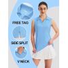 imageTACVASEN Womens Golf Shirt UPF 50 Sleeveless Golf Tank Tops VNeck Polo Shirts for Women Workout AthleticWater Fall Blue