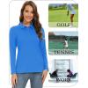 imageTACVASEN Womens Long Sleeve Polo Sun Protection UV SPF Outdoor Long Sleeve 3Button Quick Dry Golf ShirtAzure