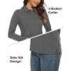 imageTACVASEN Womens Long Sleeve Polo Sun Protection UV SPF Outdoor Long Sleeve 3Button Quick Dry Golf ShirtDark Grey