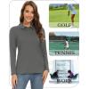 imageTACVASEN Womens Long Sleeve Polo Sun Protection UV SPF Outdoor Long Sleeve 3Button Quick Dry Golf ShirtDark Grey