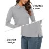 imageTACVASEN Womens Long Sleeve Polo Sun Protection UV SPF Outdoor Long Sleeve 3Button Quick Dry Golf ShirtLight Grey