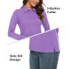 imageTACVASEN Womens Long Sleeve Polo Sun Protection UV SPF Outdoor Long Sleeve 3Button Quick Dry Golf ShirtLight Purple