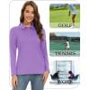 imageTACVASEN Womens Long Sleeve Polo Sun Protection UV SPF Outdoor Long Sleeve 3Button Quick Dry Golf ShirtLight Purple