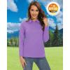 imageTACVASEN Womens Long Sleeve Polo Sun Protection UV SPF Outdoor Long Sleeve 3Button Quick Dry Golf ShirtLight Purple