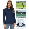 imageTACVASEN Womens Long Sleeve Polo Sun Protection UV SPF Outdoor Long Sleeve 3Button Quick Dry Golf ShirtNavy