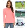 imageTACVASEN Womens Long Sleeve Polo Sun Protection UV SPF Outdoor Long Sleeve 3Button Quick Dry Golf ShirtPink