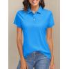 imageTACVASEN Womens Polo Shirts UPF 50 Sun Protection Golf Shirt Short Sleeve Quick Dry 3Button Collared Tops LightweightAzure