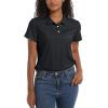 imageTACVASEN Womens Polo Shirts UPF 50 Sun Protection Golf Shirt Short Sleeve Quick Dry 3Button Collared Tops LightweightBlack