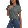 imageTACVASEN Womens Polo Shirts UPF 50 Sun Protection Golf Shirt Short Sleeve Quick Dry 3Button Collared Tops LightweightDark Grey