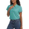 imageTACVASEN Womens Polo Shirts UPF 50 Sun Protection Golf Shirt Short Sleeve Quick Dry 3Button Collared Tops LightweightGrey Green