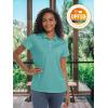 imageTACVASEN Womens Polo Shirts UPF 50 Sun Protection Golf Shirt Short Sleeve Quick Dry 3Button Collared Tops LightweightGrey Green
