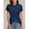 imageTACVASEN Womens Polo Shirts UPF 50 Sun Protection Golf Shirt Short Sleeve Quick Dry 3Button Collared Tops LightweightNavy