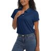 imageTACVASEN Womens Polo Shirts UPF 50 Sun Protection Golf Shirt Short Sleeve Quick Dry 3Button Collared Tops LightweightNavy