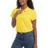 imageTACVASEN Womens Polo Shirts UPF 50 Sun Protection Golf Shirt Short Sleeve Quick Dry 3Button Collared Tops LightweightYellow