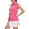 imageTACVASEN Womens Golf Shirt UPF 50 Sleeveless Golf Tank Tops VNeck Polo Shirts for Women Workout AthleticRose Red
