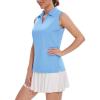 imageTACVASEN Womens Golf Shirt UPF 50 Sleeveless Golf Tank Tops VNeck Polo Shirts for Women Workout AthleticWater Fall Blue
