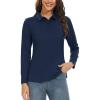imageTACVASEN Womens Long Sleeve Polo Sun Protection UV SPF Outdoor Long Sleeve 3Button Quick Dry Golf ShirtNavy