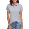 imageTACVASEN Womens Polo Shirts UPF 50 Sun Protection Golf Shirt Short Sleeve Quick Dry 3Button Collared Tops LightweightLight Grey