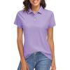 imageTACVASEN Womens Polo Shirts UPF 50 Sun Protection Golf Shirt Short Sleeve Quick Dry 3Button Collared Tops LightweightLight Purple