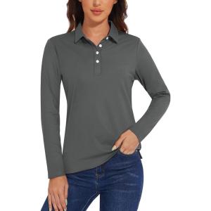 imageTACVASEN Polo Shirts for Women Casual TShirts Long Sleeve Golf TopsDark Grey