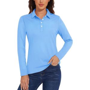 imageTACVASEN Polo Shirts for Women Casual TShirts Long Sleeve Golf TopsWaterfall Blue